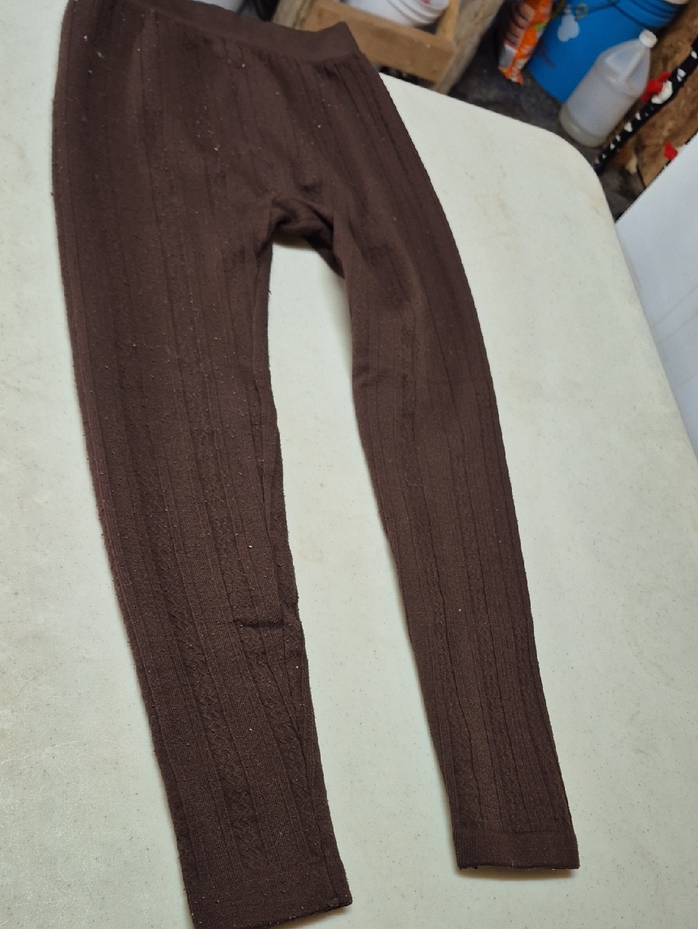 Brown Ribbed Leggings - Women Pants & Jumpsuits